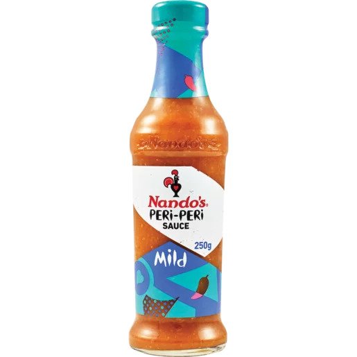 Nandos Sauce - Peri-Peri Mild (SA) 250ml This sauce was made for pouring, dipping, cooking and adoring. Try it with chicken, then want it with everything. A South African Food Brand .