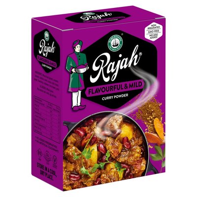 Robertsons Rajah Curry - Flavourful & Mild 100g  The Rajah flavourful and mild curry powder is blended using the finest quality ground spices like, coriander, cumin, garlic and curry leaves,  perfect for every occasion .